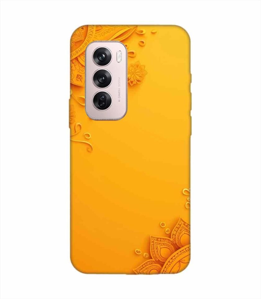 Oppo Reno 12 Pro (5G) Indian Flower Pattern Rangoli Background (1) Custom Printed Back Cover Design