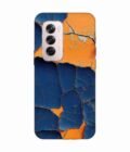Oppo Reno 12 Pro (5G) Indigo Orange Colored Cracked Paint Texture Custom Printed Back Cover Design