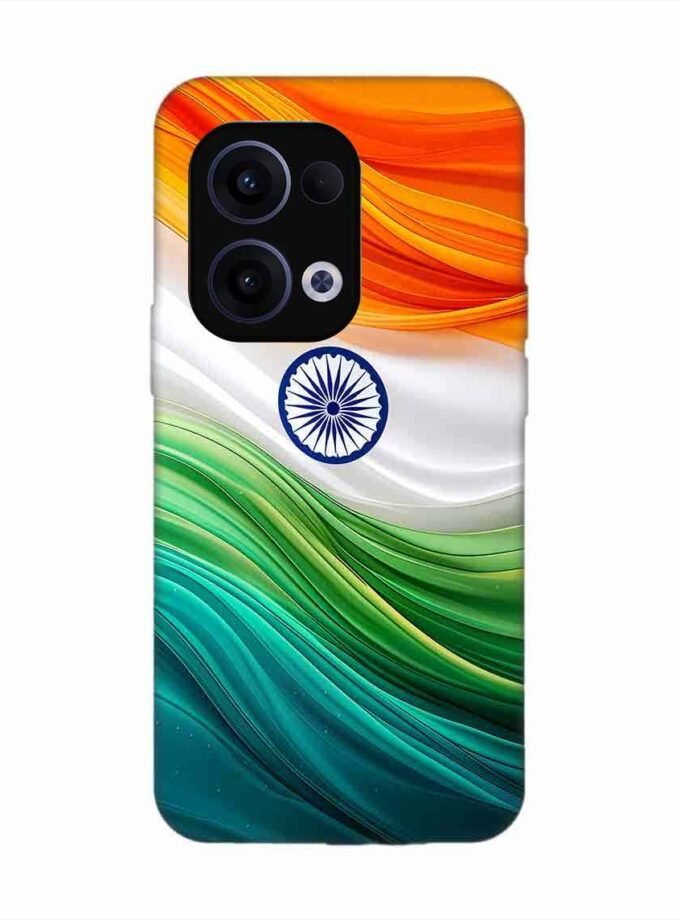 Oppo Reno 13 (5G) Indian Flag Abstract Background Republic Day Custom Printed Back Cover Design