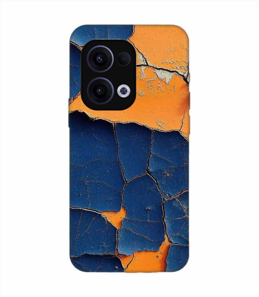 Oppo Reno 13 (5G) Indigo Orange Colored Cracked Paint Texture Custom Printed Back Cover Design