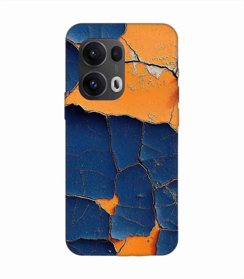 Oppo Reno 13 Pro (5G) Indigo Orange Colored Cracked Paint Texture Custom Printed Back Cover Design
