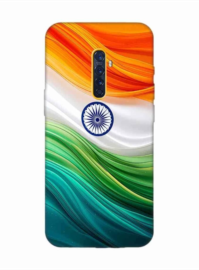 Oppo Reno 2 Indian Flag Abstract Background Republic Day Custom Printed Back Cover Design