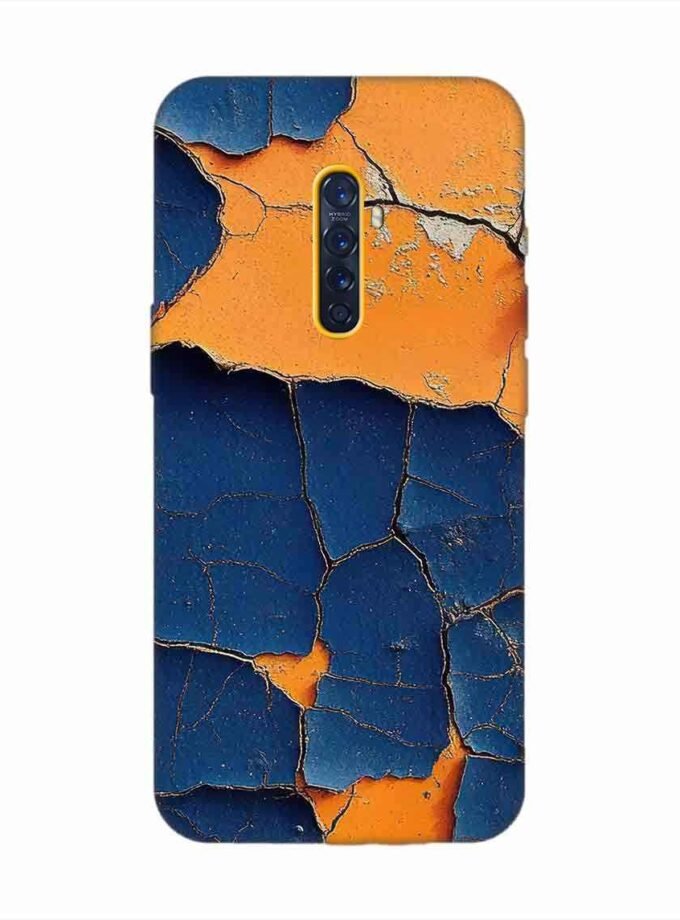 Oppo Reno 2 Indigo Orange Colored Cracked Paint Texture Custom Printed Back Cover Design
