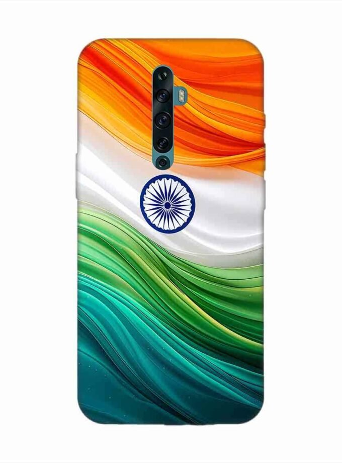 Oppo Reno 2F Indian Flag Abstract Background Republic Day Custom Printed Back Cover Design