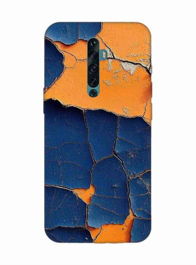 Oppo Reno 2F Indigo Orange Colored Cracked Paint Texture Custom Printed Back Cover Design