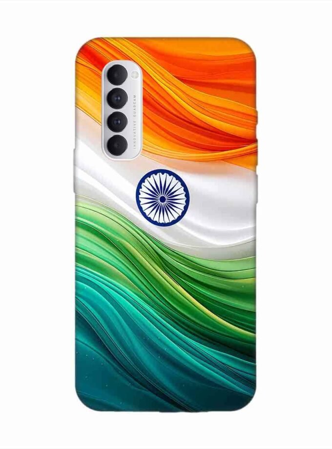 Oppo Reno 4 Pro Indian Flag Abstract Background Republic Day Custom Printed Back Cover Design