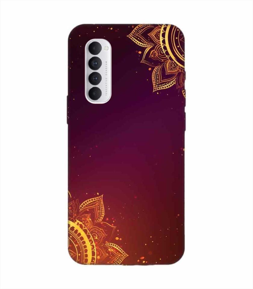 Oppo Reno 4 Pro Indian Flower Pattern Rangoli Background Custom Printed Back Cover Design