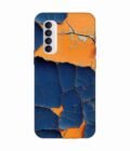 Oppo Reno 4 Pro Indigo Orange Colored Cracked Paint Texture Custom Printed Back Cover Design