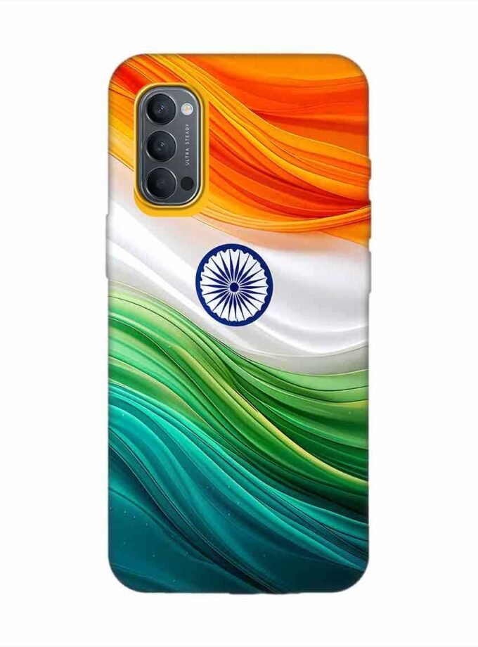 Oppo Reno 4 Indian Flag Abstract Background Republic Day Custom Printed Back Cover Design