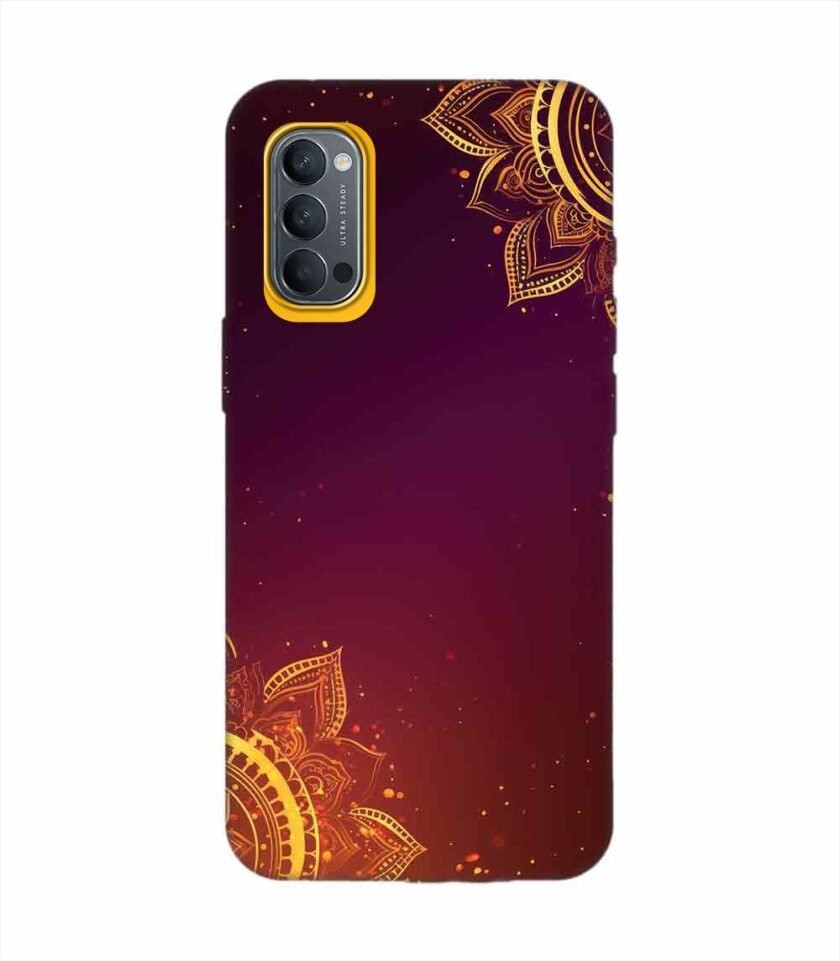 Oppo Reno 4 Indian Flower Pattern Rangoli Background Custom Printed Back Cover Design