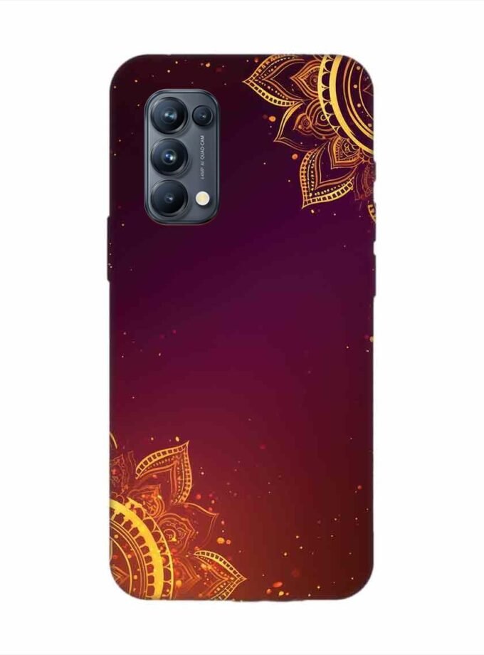 Oppo Reno 5 Pro (5G) Indian Flower Pattern Rangoli Background Custom Printed Back Cover Design
