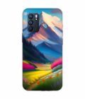 Oppo Reno 6 (5G) Impressionist Mountain Landscape Oil Painting Snowy Peak Summer Field With Flowers Peaceful Vi Custom Printed Back Cover Design