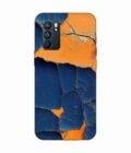 Oppo Reno 6 (5G) Indigo Orange Colored Cracked Paint Texture Custom Printed Back Cover Design
