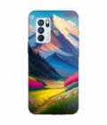 Oppo Reno 6 Pro (5G) Impressionist Mountain Landscape Oil Painting Snowy Peak Summer Field With Flowers Peaceful Vi Custom Printed Back Cover Design