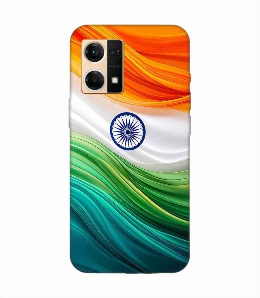 Oppo Reno 7 (4G) Indian Flag Abstract Background Republic Day Custom Printed Back Cover Design