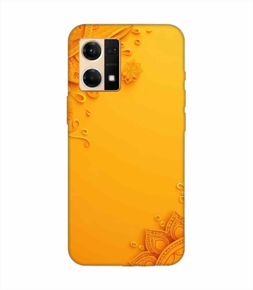 Oppo Reno 7 (4G) Indian Flower Pattern Rangoli Background (1) Custom Printed Back Cover Design
