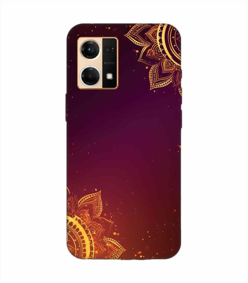 Oppo Reno 7 (4G) Indian Flower Pattern Rangoli Background Custom Printed Back Cover Design