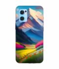 Oppo Reno 7 (5G) Impressionist Mountain Landscape Oil Painting Snowy Peak Summer Field With Flowers Peaceful Vi Custom Printed Back Cover Design