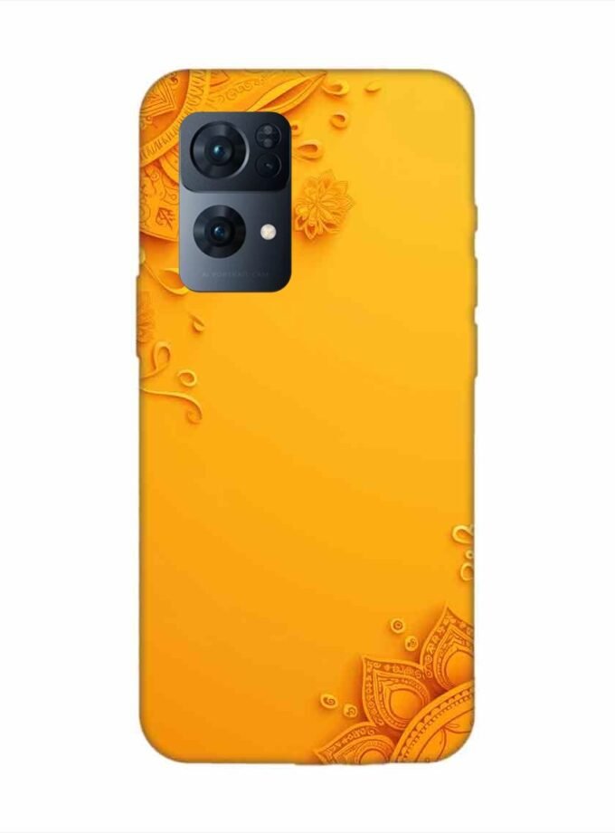 Oppo Reno 7 Pro (5G) Indian Flower Pattern Rangoli Background (1) Custom Printed Back Cover Design