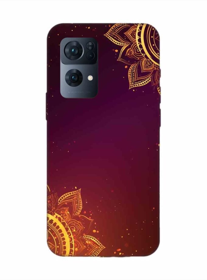 Oppo Reno 7 Pro (5G) Indian Flower Pattern Rangoli Background Custom Printed Back Cover Design