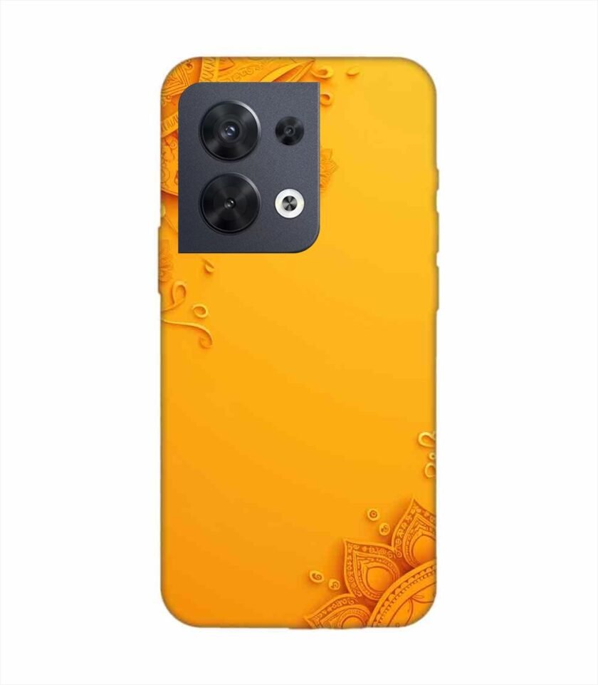 Oppo Reno 8 (5G) Indian Flower Pattern Rangoli Background (1) Custom Printed Back Cover Design