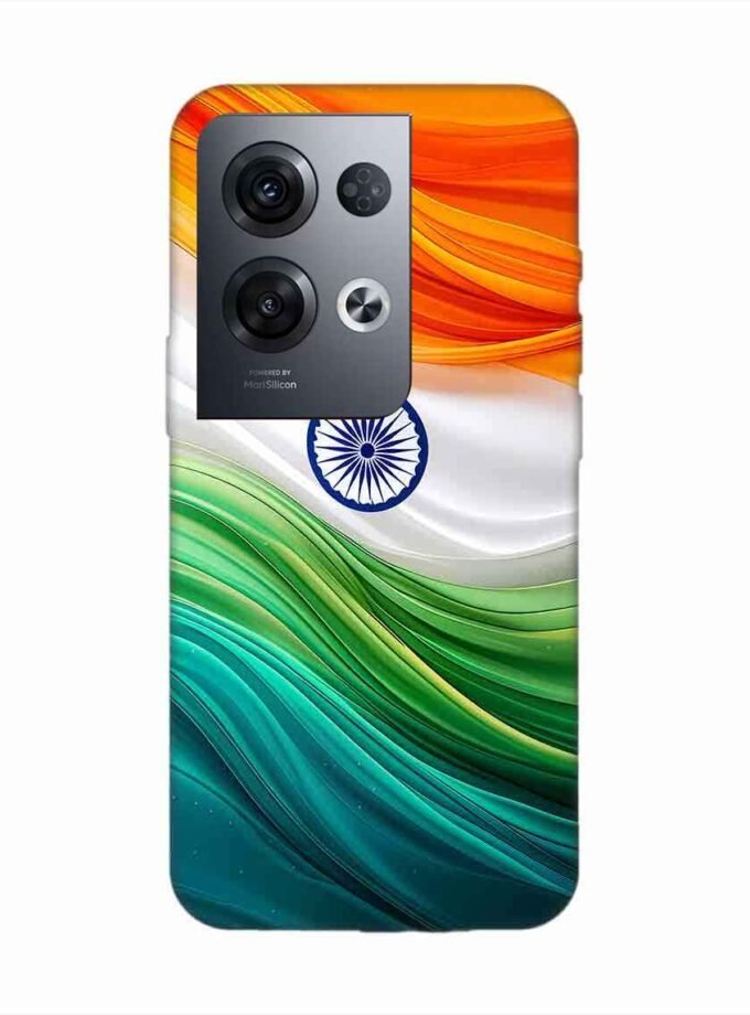 Oppo Reno 8 Pro (5G) Indian Flag Abstract Background Republic Day Custom Printed Back Cover Design