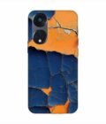 Oppo Reno 8T (5G) Indigo Orange Colored Cracked Paint Texture Custom Printed Back Cover Design