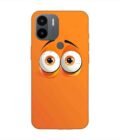 Poco C50 cartoon eyes with exaggerated expressions orange background Custom Printed Back Cover Design