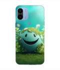 Poco C51 cartoon earth with smiling face sits grass Custom Printed Back Cover Design