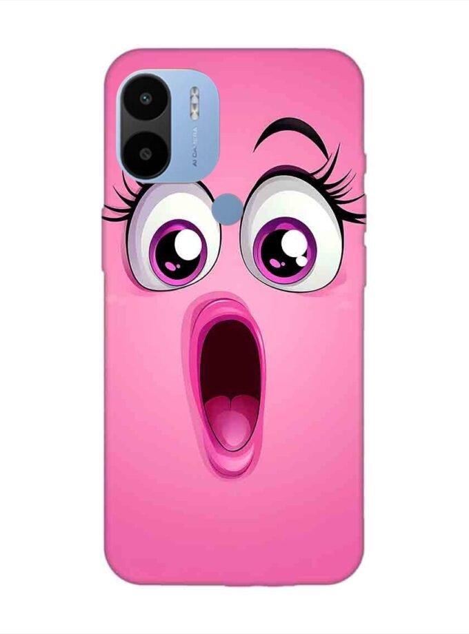 Poco C51 cartoon face surprised woman with open mouth Custom Printed Back Cover Design