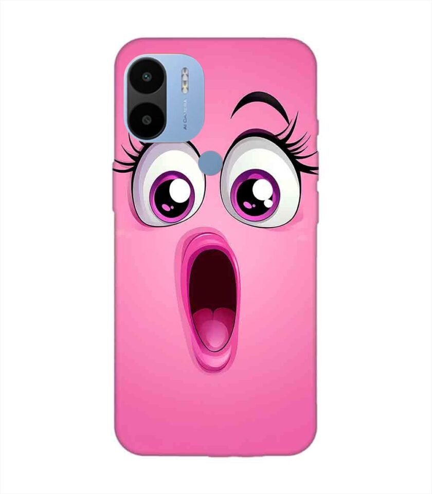 Poco C51 cartoon face surprised woman with open mouth Custom Printed Back Cover Design