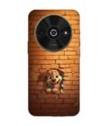Poco C61 cartoon dog sticking out hole brick wall generative ai Custom Printed Back Cover Design