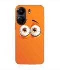 Poco C65 cartoon eyes with exaggerated expressions orange background Custom Printed Back Cover Design