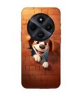 Poco C75 (5G) cartoon dog looking out hole brick wall with light generative ai Custom Printed Back Cover Design