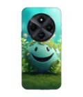 Poco C75 (5G) cartoon earth with smiling face sits grass Custom Printed Back Cover Design