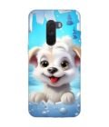 Poco F1 cartoon dog looking through hole wall with snow Custom Printed Back Cover Design