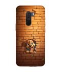 Poco F1 cartoon dog sticking out hole brick wall generative ai Custom Printed Back Cover Design