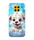 Poco F2 Pro cartoon dog looking through hole wall with snow Custom Printed Back Cover Design