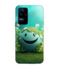 Poco F4 (5G) cartoon earth with smiling face sits grass Custom Printed Back Cover Design