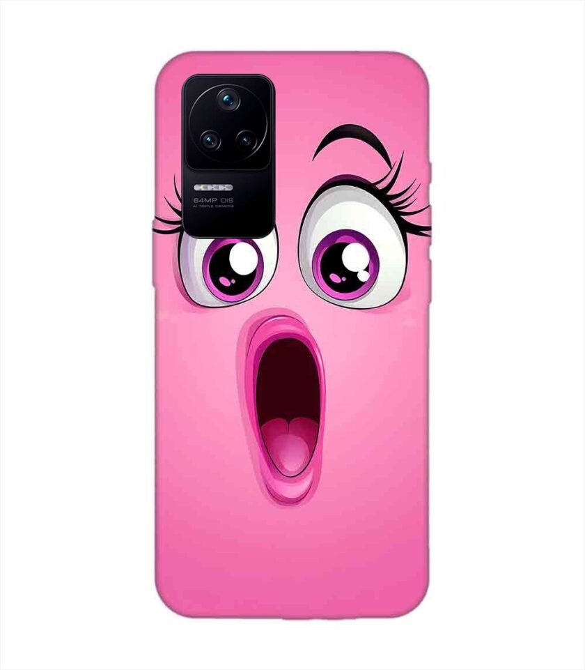 Poco F4 (5G) cartoon face surprised woman with open mouth Custom Printed Back Cover Design