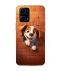 Poco F5 (5G) cartoon dog looking out hole brick wall with light generative ai Custom Printed Back Cover Design