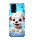 Poco F5 (5G) cartoon dog looking through hole wall with snow Custom Printed Back Cover Design