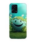 Poco F5 (5G) cartoon earth with smiling face sits grass Custom Printed Back Cover Design
