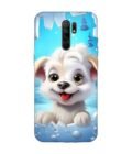Poco M2 Reloaded cartoon dog looking through hole wall with snow Custom Printed Back Cover Design