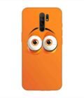 Poco M2 Reloaded cartoon eyes with exaggerated expressions orange background Custom Printed Back Cover Design