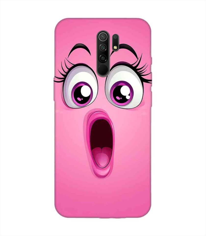 Poco M2 cartoon face surprised woman with open mouth Custom Printed Back Cover Design