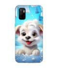 Poco M3 Pro (5G) cartoon dog looking through hole wall with snow Custom Printed Back Cover Design