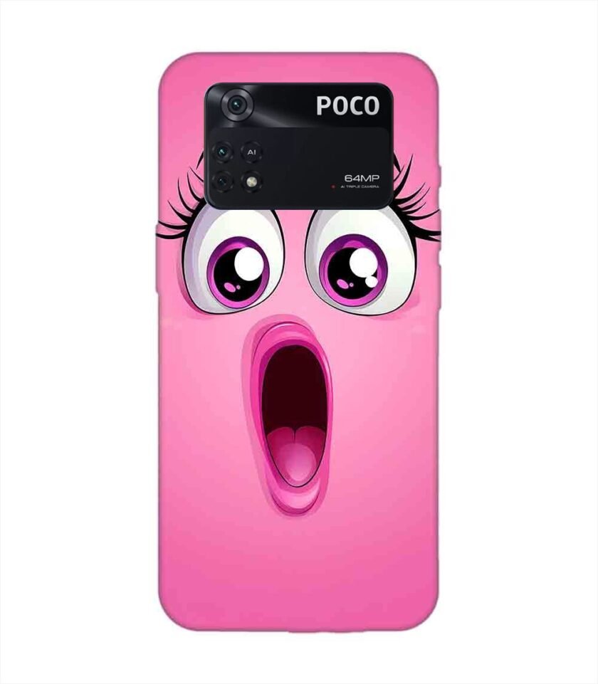 Poco M4 Pro (4G) cartoon face surprised woman with open mouth Custom Printed Back Cover Design