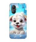 Poco M6 (5G) cartoon dog looking through hole wall with snow Custom Printed Back Cover Design