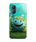 Poco M6 (5G) cartoon earth with smiling face sits grass Custom Printed Back Cover Design
